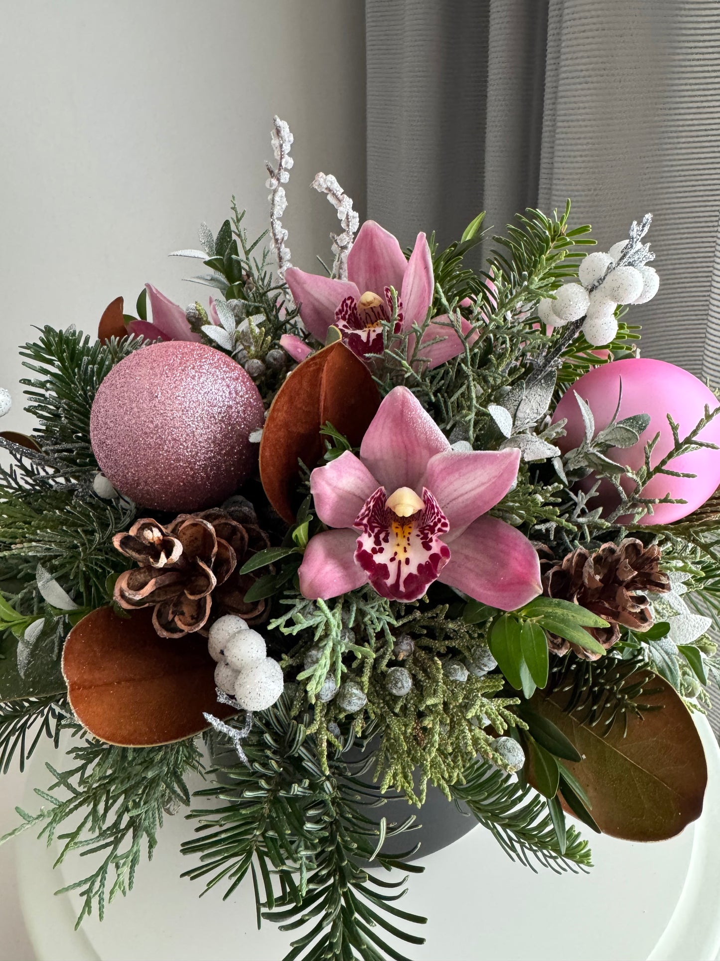 Christmas flowers arrangement “Pink Orchids”