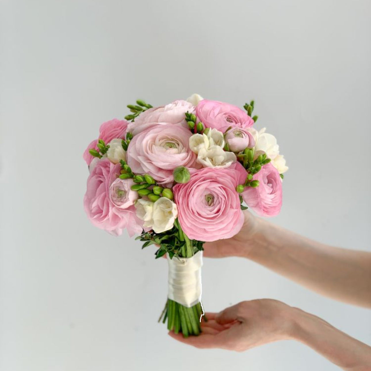 Bridal Bouquet (Pink Ranunculus & Freesia”
