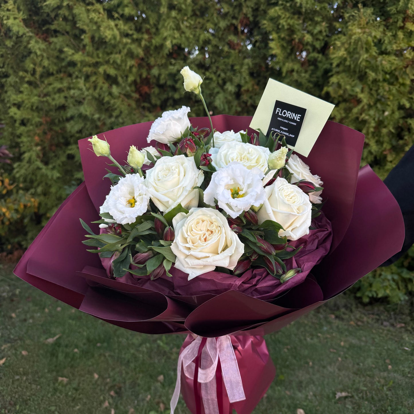 Mixed  Flowers Bouquet “Burgundy Elegance”