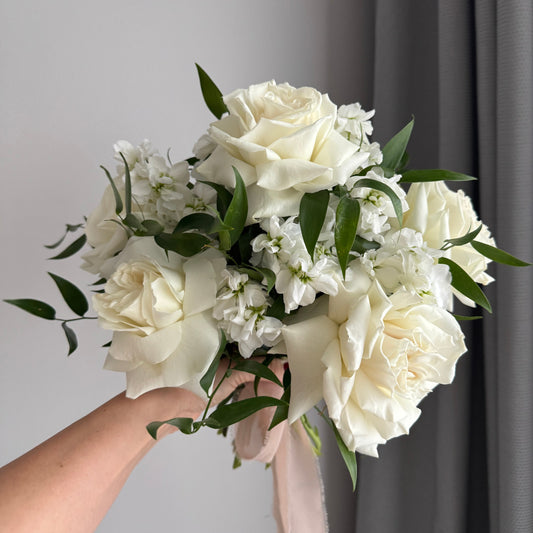Bridal Bouquet “White Roses & Stock”