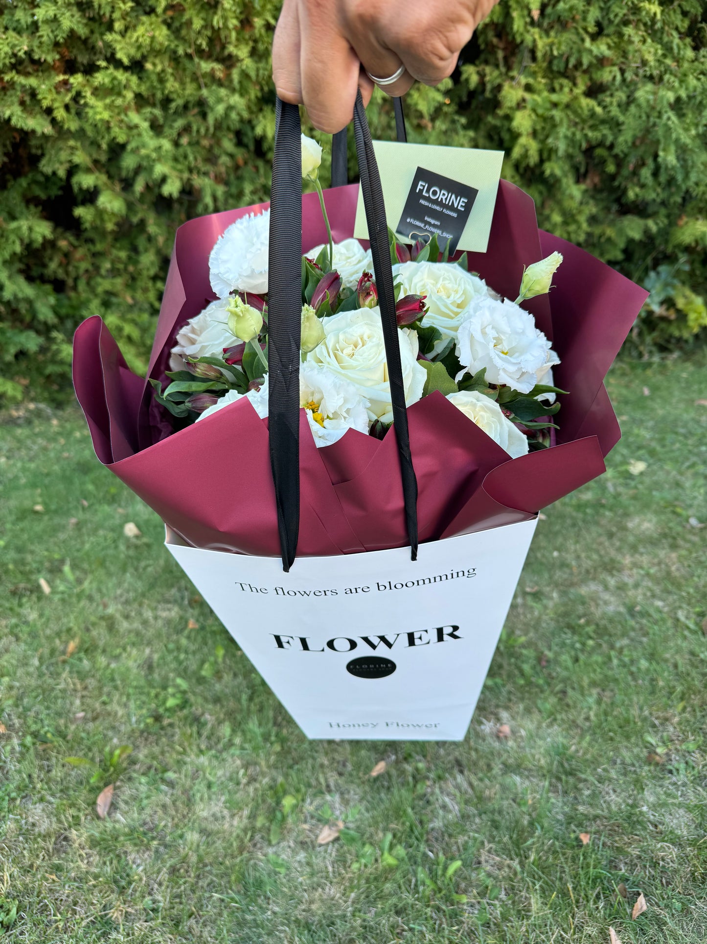 Mixed  Flowers Bouquet “Burgundy Elegance”