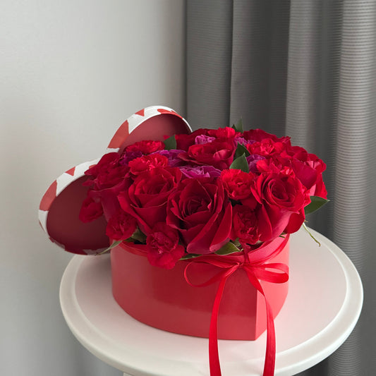 Heart-Shaped Box with Red Roses