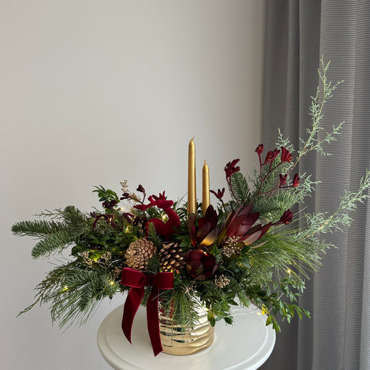 Velvet Charm Christmas Centrepiece Arrangement