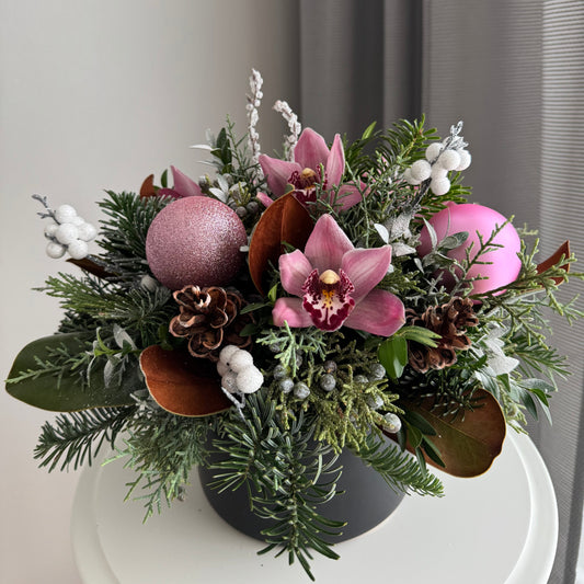 Christmas flowers arrangement “Pink Orchids”