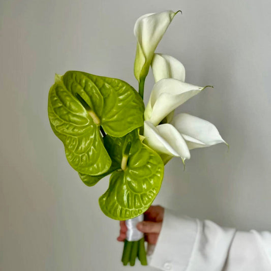 Bridal Bouquet “White Calla Lilies & Green Anthurium”